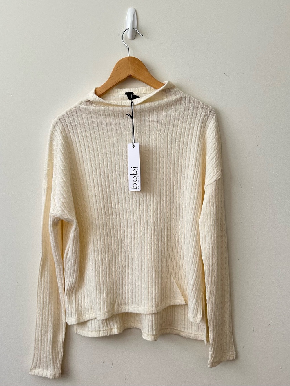 Bobi Los Angeles Knit Sweater XS Ivory Long Sleeves Pullover